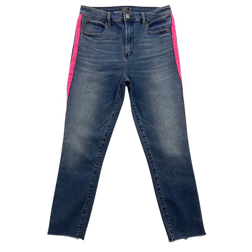 Abercrombie & Fitch Simone Jeans Womens 8 W29 Blue High Rise Ankle pink stripe